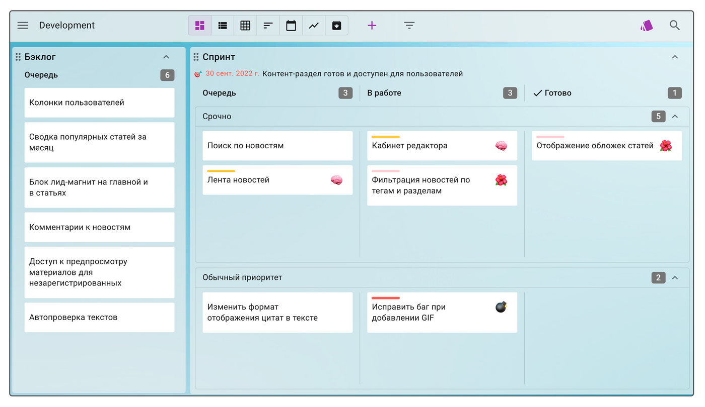 Scrum-доска, бэклог-задач