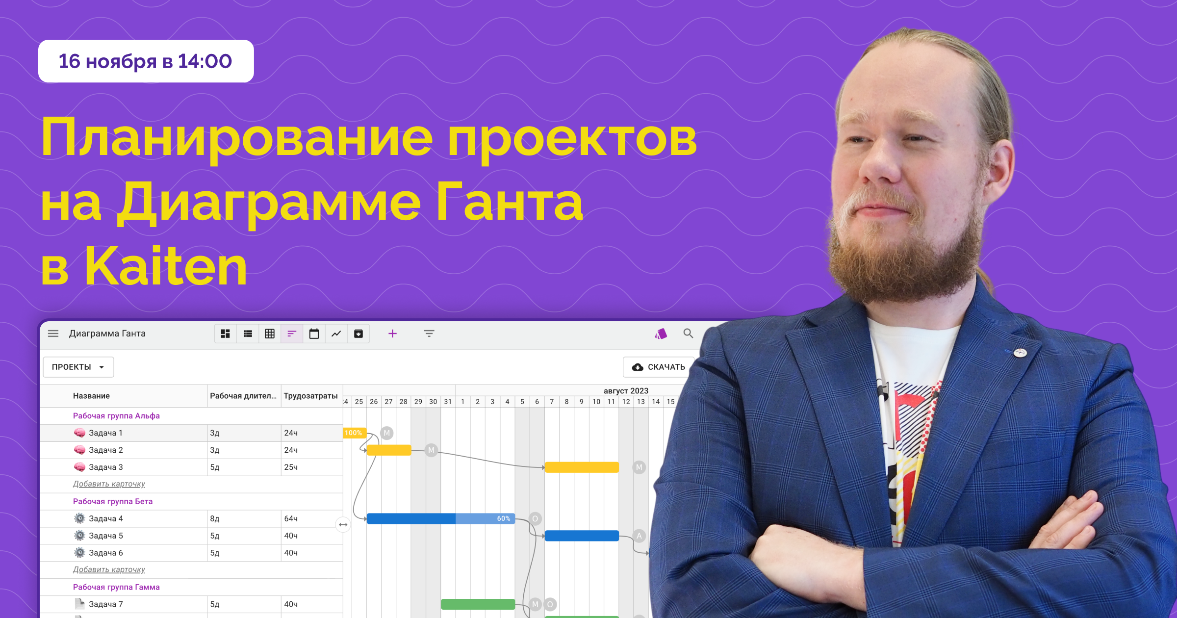 Вебинар «Как правильно использовать диаграмму Ганта и Ресурсное  планирование в Kaiten»