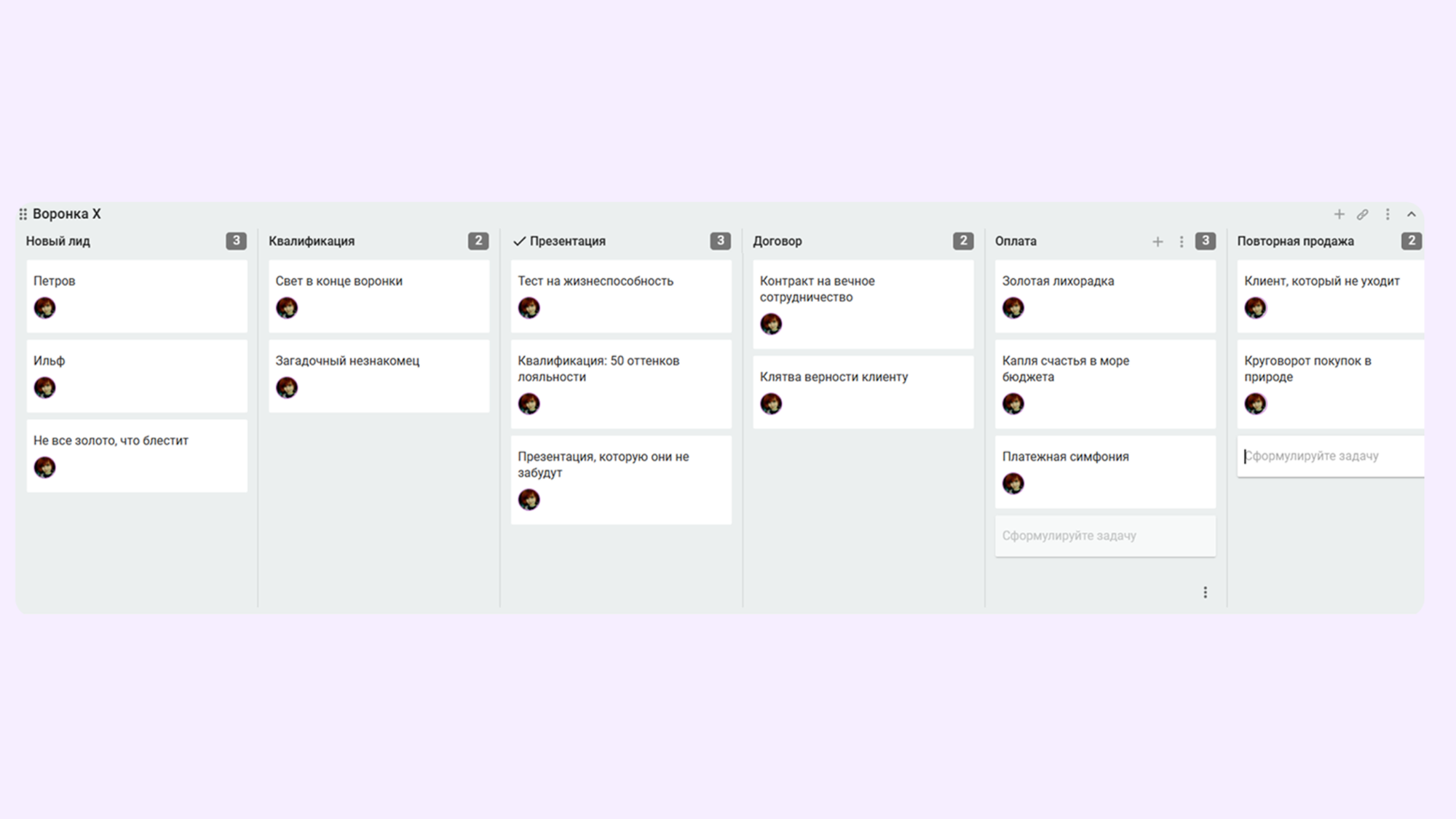 воронка отдела продаж, kaiten