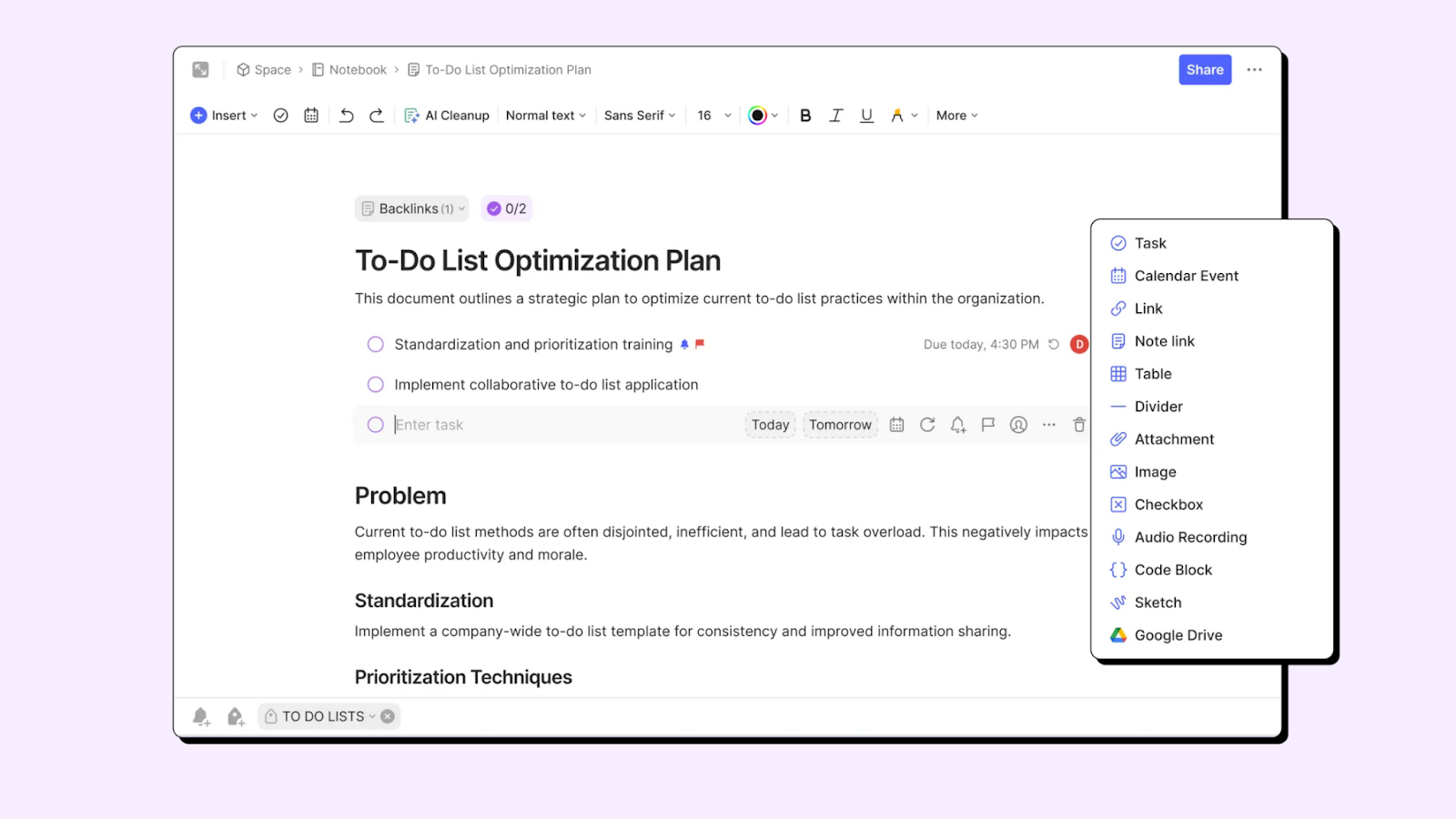 Пример заметки в Evernote