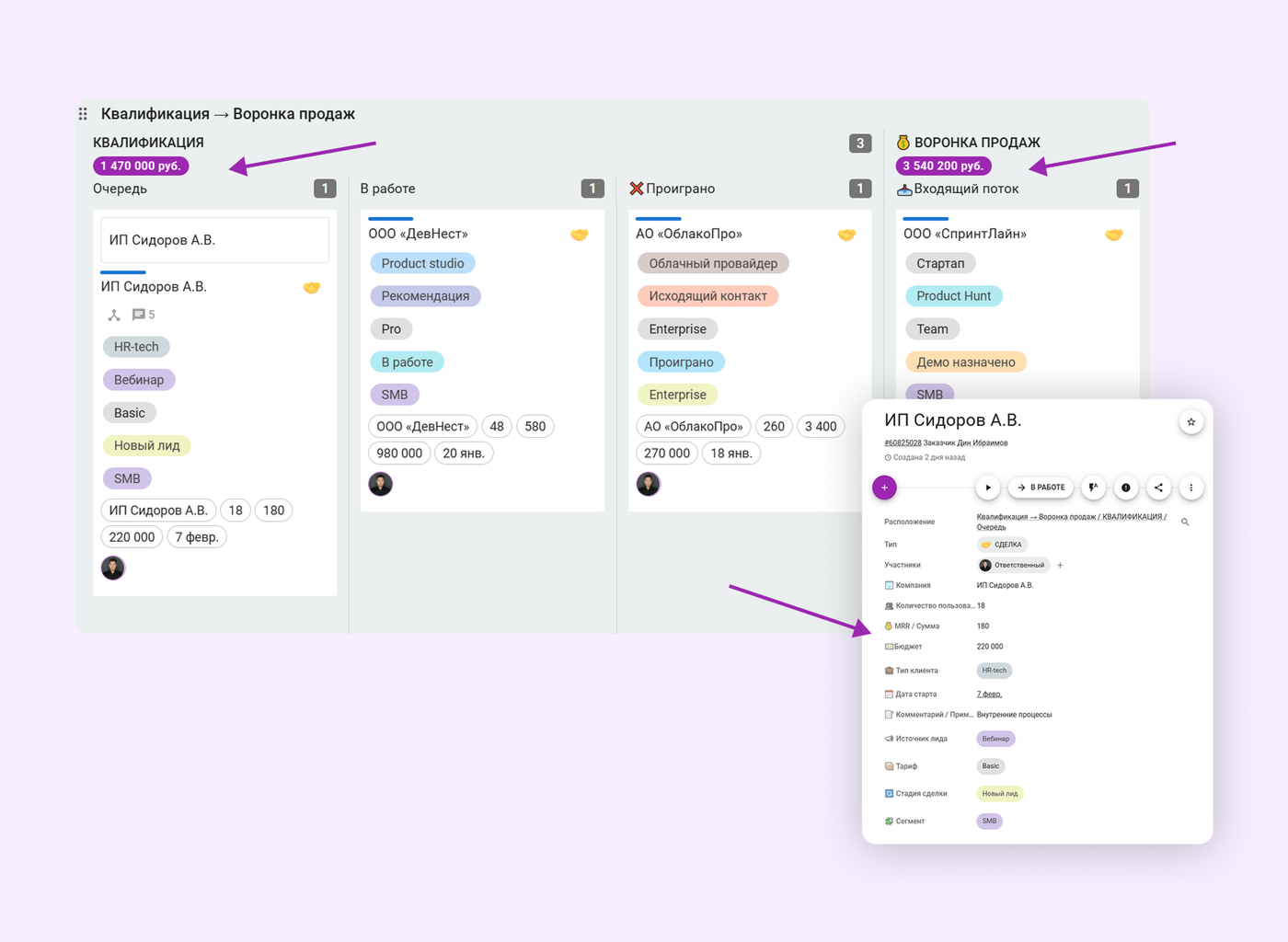 как выглядит карточка клиента