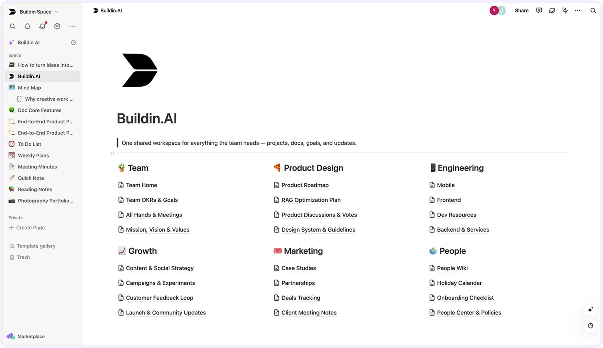 Интерфейс Buildin.ai